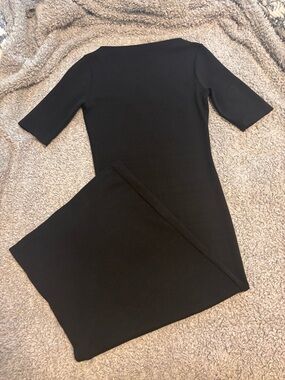 Zara Black Short-Sleeve Knit Jumpsuit
